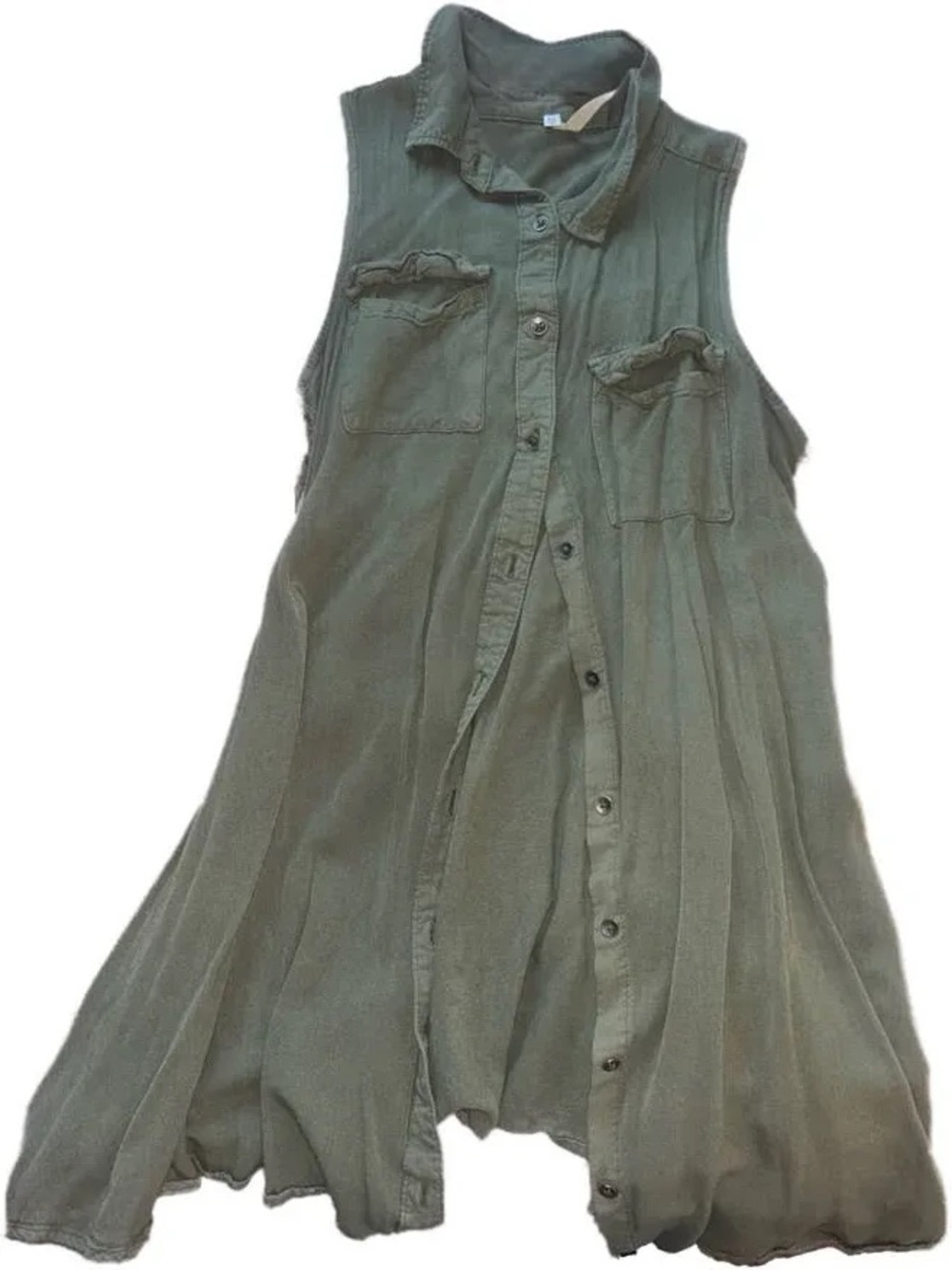 Mudd Olive Green Sleeveless Button-Front Shirt Dress